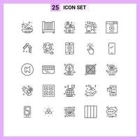 25 ícones criativos, sinais modernos e símbolos de erros de compras, caixa de produtos de negócios, elementos de design de vetores editáveis