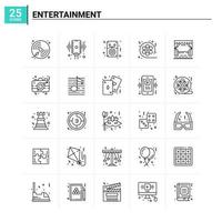 25 conjunto de ícones de entretenimento de fundo vetorial