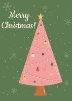 cartão de natal moderno com árvore de natal. conceito de celebração de natal e ano novo. bom para cartão, convite, banner, web design. vetor