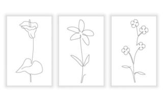 flor elegante e planta em estilo de arte de uma linha. arte de linha contínua em minimalista para logotipo e design para impressão. ilustração vetorial. vetor