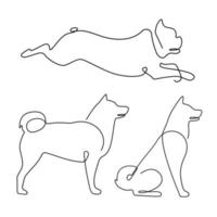 conjunto de arte de linha animal cão e cachorrinho desenhada à mão para design de logotipo vetor