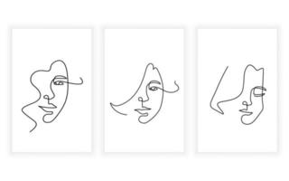 um desenho de rosto de mulher de arte de linha abstrato mínimo. vetor