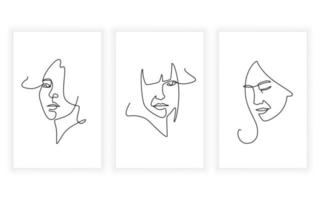 Vector o minimalismo moderno da ilustração de desenho de arte de linha de retrato de mulher.
