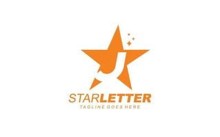 j logo star para empresa de branding. ilustração vetorial de modelo de carta para sua marca. vetor