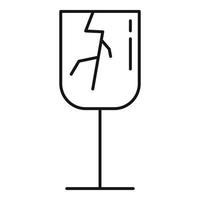 ícone de taça de champanhe rachada, estilo de estrutura de tópicos vetor