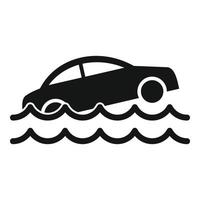 ícone de inundação de carro, estilo simples vetor
