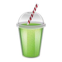 maquete de smoothie verde de copo de plástico, estilo realista vetor