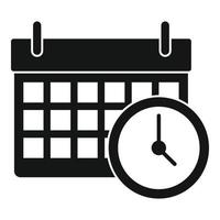 ícone de relógio de calendário, estilo simples vetor