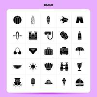 conjunto de ícones de praia sólido 25 design de estilo de glifo vetorial conjunto de ícones pretos web e design de ideias de negócios móveis ilustração em vetor