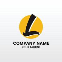 logotipo l inspirador minimalista, logotipo da letra swoosh inicial sobreposto l amarelo e preto vetor