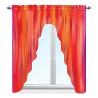 ícone de cortina de janela de veludo vermelho, estilo cartoon vetor