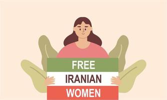 mulheres iranianas desenhadas à mão protestando juntos ilustração vetor