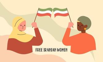 mulheres iranianas desenhadas à mão protestando juntos ilustração vetor