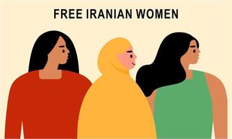 mulheres iranianas desenhadas à mão protestando juntos ilustração vetor
