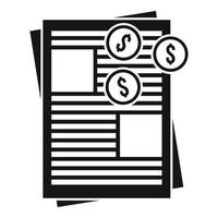 ícone de papel de dinheiro estimador, estilo simples vetor