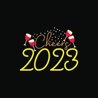 Felicidades 2023 design de camiseta vetorial. feliz ano novo design de camiseta. pode ser usado para imprimir canecas, designs de adesivos, cartões comemorativos, pôsteres, bolsas e camisetas. vetor