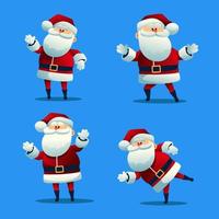 papai noel com várias poses celebra o conjunto de ilustração de natal vetor