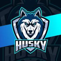 design de logotipo esportivo de mascote de cachorro husky para esporte e logotipo animal vetor