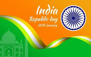 dia da república da índia com panfleto de bandeira 3d roda ashoka ilustração vetorial para papel de parede de fundo de pôster de banner vetor