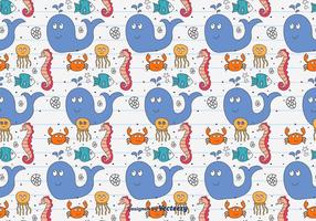 Doodle Animais Marinhos Pattern vetor