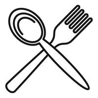 ícone de colher de garfo, estilo de estrutura de tópicos vetor