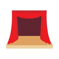 palco de teatro com estilo de desenho animado de ícone de cortina vermelha vetor