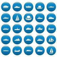 conjunto de ícones vetoriais de barco azul, estilo simples vetor