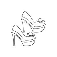 ícone de sapato de salto alto para mulheres elegantes, estilo de estrutura de tópicos vetor