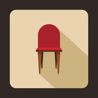 ícone de cadeira de madeira vermelha, estilo simples vetor