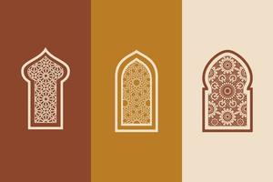 Janelas, portas e arcos de estilo oriental árabe islâmico definem imagem vetorial de meados do século. geométrico abstrato contemporâneo marroquino. vetor
