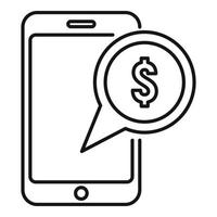 ícone de transferência de dinheiro de smartphone de sucesso, estilo de estrutura de tópicos vetor