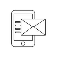 ícone de envelope e smartphone, estilo de estrutura de tópicos vetor