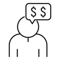 ícone de pensamento de dinheiro de inicialização, estilo de estrutura de tópicos vetor