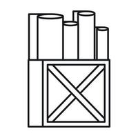rolos de papel branco em um ícone de caixa de madeira vetor