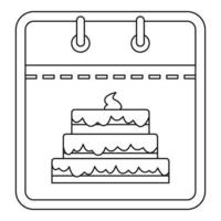 calendário com ícone de bolo, estilo de estrutura de tópicos. vetor