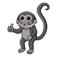 desenho de macaco-aranha preto fofo desistindo do polegar para cima vetor