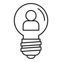 ícone de lâmpada de ideia de administrador, estilo de estrutura de tópicos vetor