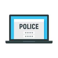 ícone do laptop da polícia, estilo simples vetor