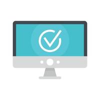 ícone de votação online de monitor de computador, estilo simples vetor