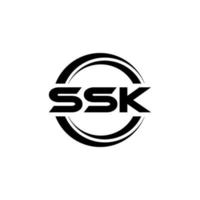 design de logotipo de carta ssk na ilustração. logotipo vetorial, desenhos de caligrafia para logotipo, pôster, convite, etc. vetor