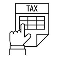 ícone de papel de tempo de imposto, estilo de estrutura de tópicos vetor