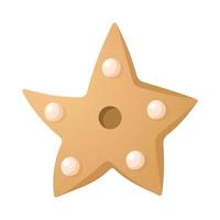 ilustração em vetor de biscoito de gengibre em forma de estrela isolada. ícone festivo de doces de natal.