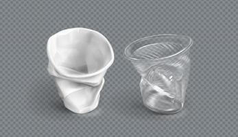 copos de plástico usados, copos descartáveis vetor