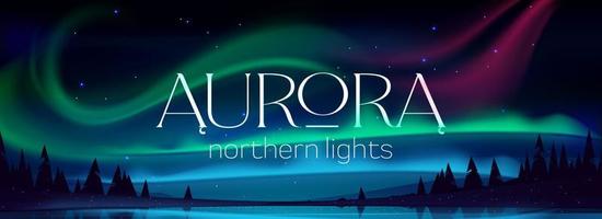 cartaz da aurora boreal, luzes do norte vetor