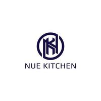 letra inicial abstrata nk ou logotipo kn na cor azul marinho isolado em fundo branco aplicado para logotipo de café e bar também adequado para marcas ou empresas com nome inicial kn ou nk. vetor