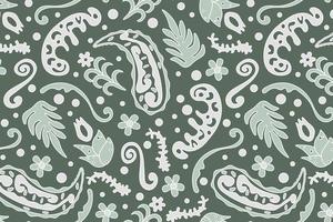 padrão sem costura baseado em um ornamento com estampa de bandana paisley em cores verdes, lenço no pescoço, estampa em tecido, papel de parede vetor