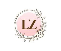 logo feminino inicial lz. utilizável para logotipos de natureza, salão, spa, cosméticos e beleza. elemento de modelo de design de logotipo de vetor plana.