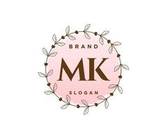 logo feminino inicial mk. utilizável para logotipos de natureza, salão, spa, cosméticos e beleza. elemento de modelo de design de logotipo de vetor plana.