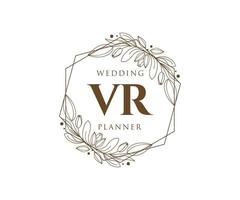 vr letras iniciais coleção de logotipos de monograma de casamento, modelos minimalistas e florais modernos desenhados à mão para cartões de convite, salve a data, identidade elegante para restaurante, boutique, café em vetor