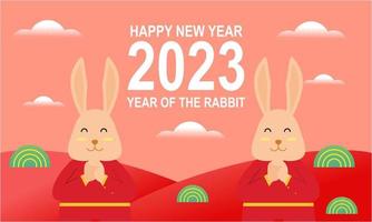feliz ano novo chinês 2023 ano do fundo do logotipo do zodíaco do coelho vetor
